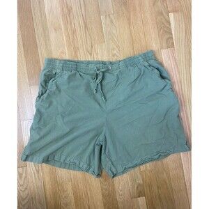 White Stag Women's Shorts 18W / 20W Green Cotton Drawstring Elastic Waist STAIN